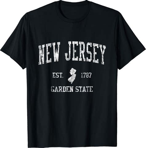 Amazon.com: New Jersey T-Shirt Vintage Sports Design NJ Tee: Clothing