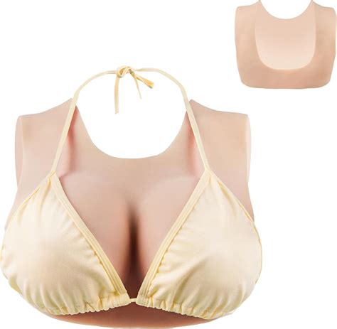 Minaky Silicone Breastplate Fake Breast forms Round Collar Hollow back Fake Boobs for ...