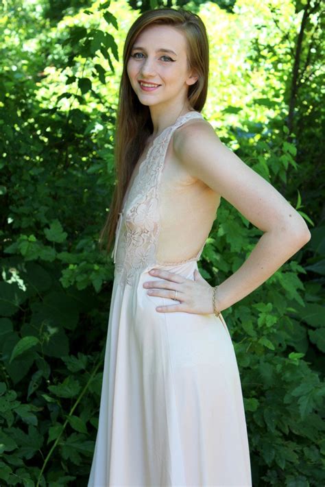 Vintage 60s GLYDONS Nude Open Lace Bodice Nylon Retro Dress Night Maxi ...