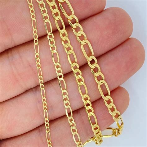 14K Gold Figaro Chain, Solid 14K Gold Figaro Chain Necklace, Real Gold ...