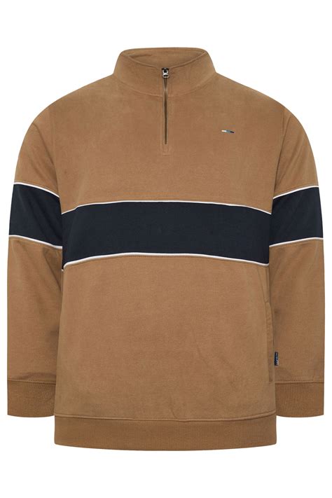 BadRhino Big & Tall Tan Brown Quarter Zip Sweatshirt | BadRhino