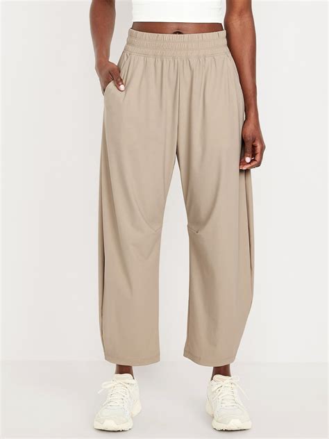 Old Navy Women's High-Waisted Sleektech Barrel Ankle Pants Beige Size ...