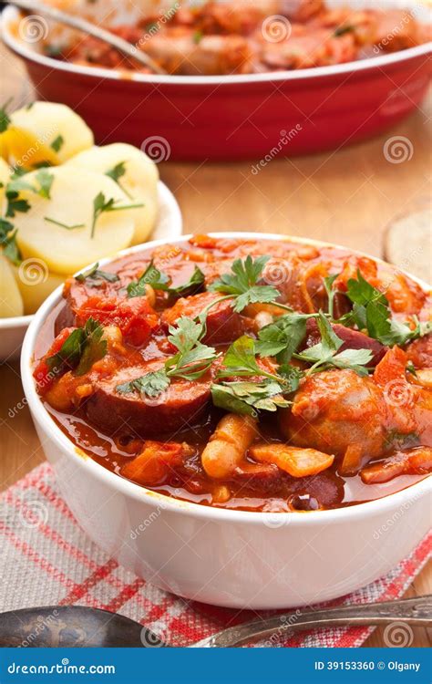 Sausage, Chorizo and Bean Stew Stock Photo - Image of food, chorizo ...