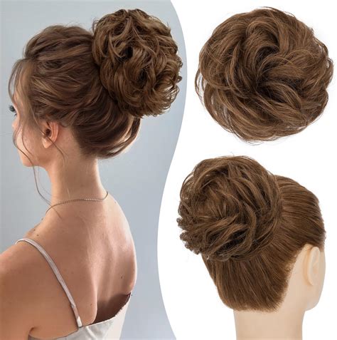 Amazon.com : S-noilite Messy Bun Hair Piece Human Hair Wavy Real Hair ...