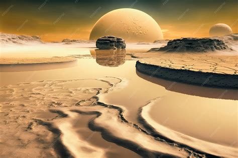 Premium AI Image | Methane lakes and rivers on a surface of Saturns ...