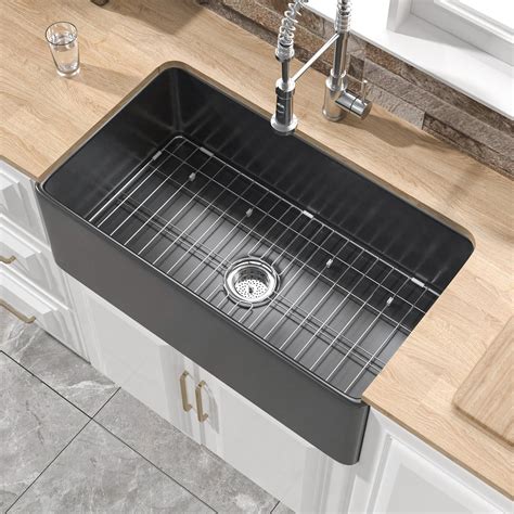 HOMLYLINK Black Farmhouse Sink 30 x 18 Inch, Large Farm Sink Matte ...
