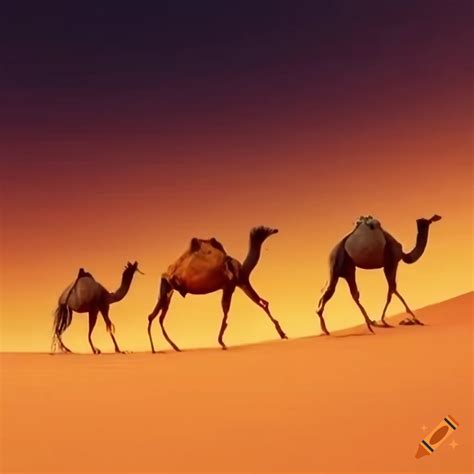 Camels in the desert