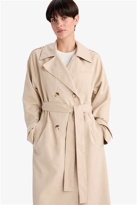 Ecru WOMAN Relax Fit Waterproof Trench Coat 3443481 | DeFacto