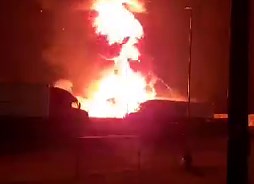 WATCH: A semi carrying aerosol cans explodes near Big Cabin. https://bit.ly/3rVBzGG | FOX23 News