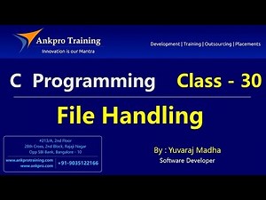 C language - Class 30 : File handling in c (File operations - Open, Write, Read, Close) - Part 1