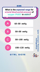 12K views · 111 reactions | What is the expected range for arterial blood partial pressure of oxygen (PaO2) in adults? * * * #nurses #doctors #nursing #medical #nurseexam #NCLEX #nclexreview #nclexrn #registerednurse #medicaldoctor #medicine #nclexprep #nursingstudent #medicalstudent #RN #NMCCBT #fbreels #fypシ゚ @highlight @followers @everyone | Nursing Reference Cards | Facebook