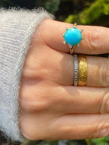 Antique ~ Turquoise Diamond Ring ~ 14 / 18ct Gold ~ Size M / 6 - Etsy