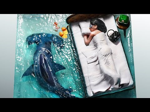 How To Make a Shark In The Bedroom Diorama / Polymer Clay / Epoxy resin