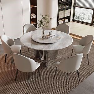 [Hot Item] OEM Customized Ceramic Sintered Stone Glass Top Expandable Round Dining Table with Metal Base