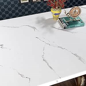FunStick 24" x 200" Matte Peel and Stick Countertops White Marble Contact Paper Waterproof Self Adhesive Marble Wallpaper Removable Marble Wall Paper for Kitchen Counter Top Cover Bathroom Vanity Desk