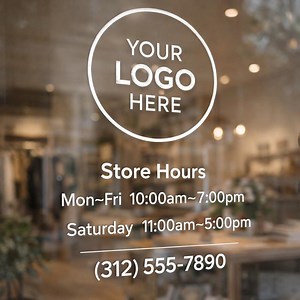 Custom Business Window Decal Kit (logo   Hours   Phone) | Storefront Window Lettering Vinyl - Etsy