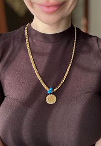 22K Gold Plated Coin Pendant Necklace: Turkish Evil Eye Chain Jewelry - Etsy