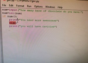 pythonnum = input("how many bars of chocolate do you have:")n... | Filo