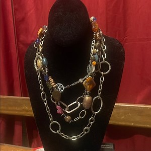 Multicolor multi strand Beaded Chain Necklace 18” Vclm