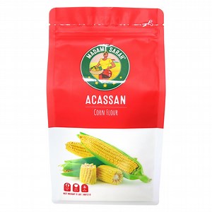 [Hot Item] Flat Bottom Zip Lock Doypack Custom Print Plastic Stand up Pouch Mylar Clear Window Potato Flour Rice Zipper Yellow Corn Flour Diri Shella Food Packaging Bag