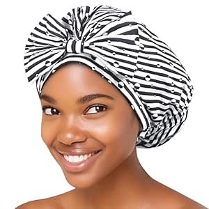 Yanibest Shower Cap for Women Reusable Waterproof – Adjustable Hair Cap for Shower Gifts for Women Shower Cap for Long Hair Washable & Breathable Shower Caps