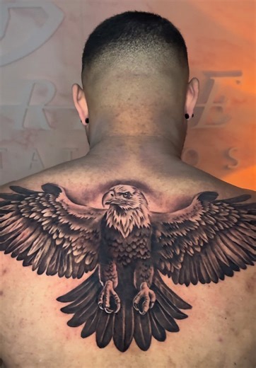 Realistic Eagle Back Tattoo Design Inspiration
