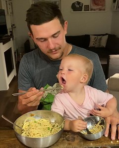 Bridgette loves eating noodles with daddy! 💕 | Plant Based Gabriel