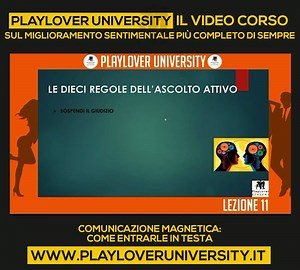❤️ COME ASCOLTARE (REALMENTE) UNA DONNA 🛑 DOMANI SCADE LA PROMOZIONE PER IL PLAYLOVER UNIVERSITY www.playloveruniversity.it - Gli uomini più bravi con le ragazze sono uomini che capiscono le ragazze, sanno come ragionano e sanno parlare la loro lingua. 🛑 Ma c’è di più.. - Gli uomini più in gamba SANNO ASCOLTARE una ragazza. ➡️ Sembra palese. ➡️ Superficiale. ➡️ Scontato. Ma molti uomini sentono, non ascoltano. - Cercate costantemente le frasi giuste. - La conversazione giusta. - Il modo giusto
