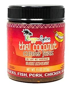 Reggae Spice Thai Coconut Curry Jerk Sweet & Sassy Marinade | 60-Second Authentic Wet Rub Seasoning Sauce for Cooking Meats, Chicken, Beef, Pork, Seafood | Gluten Free, Vegan, and Keto Friendly | Preps 20 lbs (Sweet & Sassy)