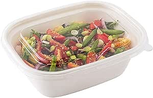 Restaurantware LIDS ONLY: Pulp Tek Plastic Flat Lids 100 Disposable Lids For Containers - Containers Sold Separately Built-In Tab Clear Plastic Flat Lids Fits 40 And 60 Ounce Bagasse Containers