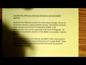 Declarative and Procedural Memory