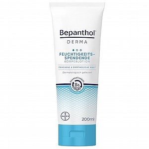 Bepanthol DERMA Feuchtigkeitsspendende Körperlotion, Körperpflege für empfindliche und trockene Haut, dermatologisch getestete Feuchtigkeitscreme mit Dexpanthenol, 200 ml Tube