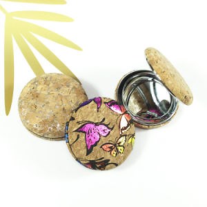 [Hot Item] Magnifying Portable Small Porket Makeup Mirrors Folding Wood Grain Magic Cosmetic PU Barber Mirror