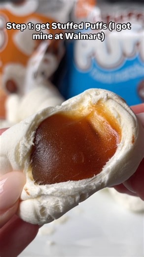 5 Ingredient STUFFED S’MORES CASSEROLE! All you need is #stuffedpuffs 4 simple ingredients! Our marshmallows are filled with creamy milk chocolate or gooey salted caramel, eliminating the need for 🍫 and giving you delicious melty chocolate every time! Perfect for baking or those memorable summer campfires 🌙⛺️🔥😋 | Stuffed Puffs