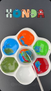 What is your favorite car? #honda #colormixing #oddlysatisfying #artvideos #taptap #artistsoninstagram #paints #satisfying #alphabet #alphabetlore #hksatisfy | HK Satisfy