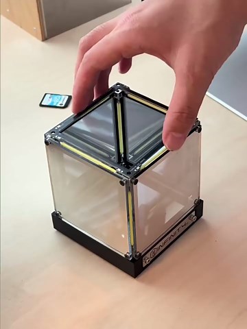 Desk Infinity Mirror Night Light, 4D Acrylic Cube LED Bedside Lamp, Touch Dimmable Mood Light, USB Rechargeable Decor, Abyss Effect, for Model Display