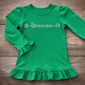Personalized Girls Shamrock Ruffle Shirt – Embroidered Name Top, St. Patrick’s Day Outfit - Etsy