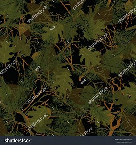 Forest Camouflage Tree Branches Leaves Acorns Stock Vector (Royalty Free) 2098129510 | Shutterstock