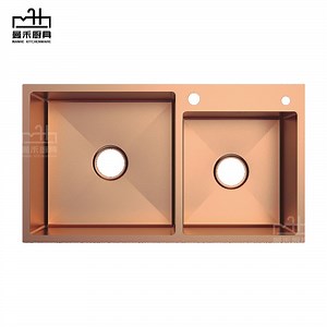 [Hot Item] Classical Rose Gold Kitchen Sink Double Bowl Countertop Stainless Steel Basin