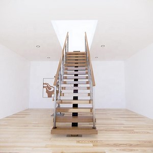 [Hot Item] Made in China Metal Stringers Timber Glass Rail Floating Stairs