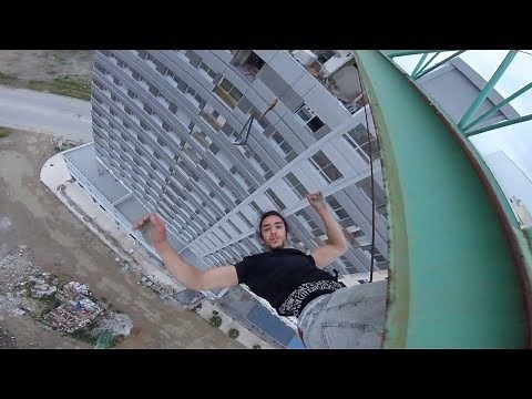 Hanging Upside Down off Crane