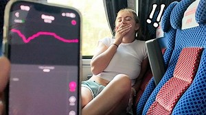 Risky! Girl Cums on Public Bus with Vibrator