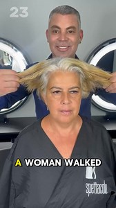 68K views · 180 reactions | A woman walked into the salon with half blond, half white hair, but after a stunning color transformation, she left everyone amazed — watch in the comments below | Good Time | Facebook