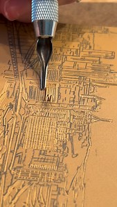 Pittsburgh, I loved getting to print this view #printmaking #printmaker #linoprint #smallbusiness #processvideo | Katie McK Designs