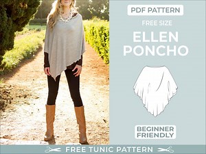 Poncho Sewing Pattern PDF | Easy Beginner Free Size Poncho | Simple Stretch Poncho XS–3XL - Etsy