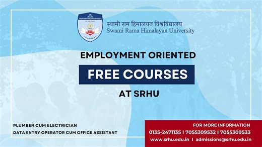 2.4K views · 39 reactions | SRHU is proud to introduce FREE Courses in Data Entry Operator cum Office Assistant and Plumbing Cum Electrician. Join us in our journey towards empowering youth through skill development. For more such initiatives visit www.srhu.edu.in #SRHU #skills #Bestuniversity #BestUniversityinNorthIndia #FreeCourse | Swami Rama Himalayan University | Facebook