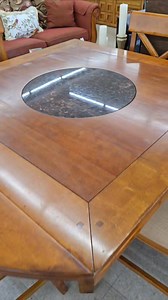 Convertible (square to round) table and chair set with a lazy susan center! $395 | Home Again Consignment Store