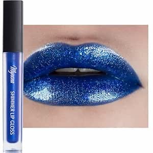 Mynena Electric Blue Shimmer Lip Gloss – Non-Sticky, High Shine Lip Topper | Lightweight Hydrating Gloss with Sparkle | Wear Alone or Layer Over Lipstick – Vivid Sapphire Blue | Blu