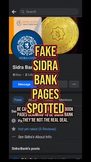 Bogus Facebook Pages Impersonating Sidra Bank and Threatening Your MetaMask Security. #FakePages #SidraBank #Sidra #SidraCoin #Metamask #SeedPhrase | Sidra Chain