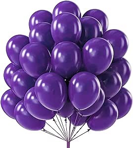 PartyWoo Dark Purple Balloons 51 pcs 12 Inch Royal Purple Balloons for Graduation Halloween Mardi Gras Ramadan Eid Wedding Baby Shower Anniversary Birthday Party Decorations Purple-Y16